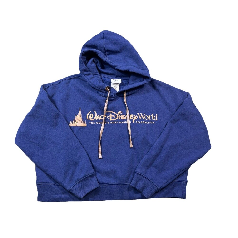 Walt Disney World 50th Anniversary Hoodie Blue Pullover‎ Sweatshirt Adult Medium